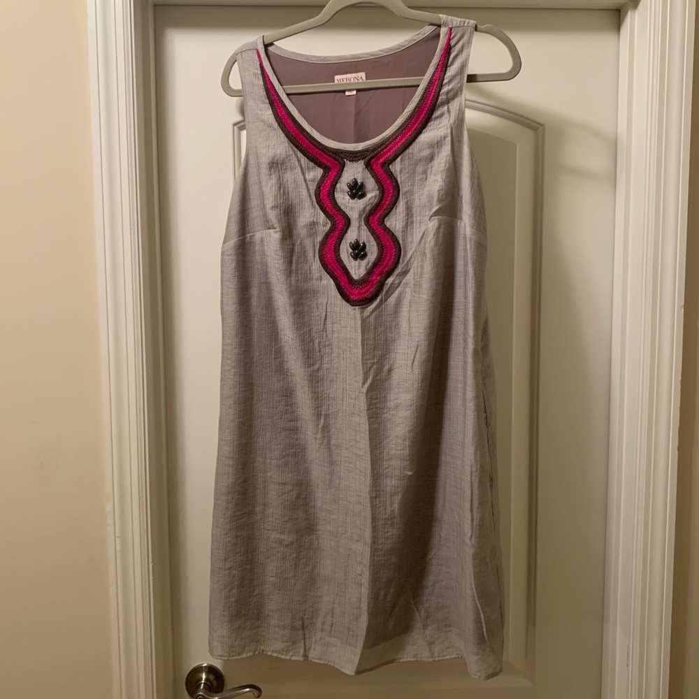 Women’s Merona Grey & Pink Sleeveless Dress - 14
